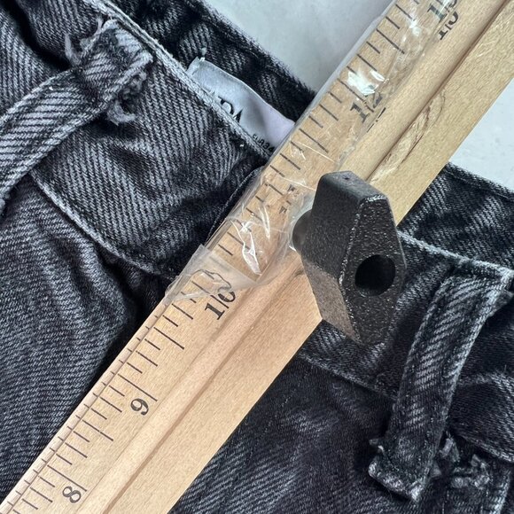 Zara Jean Women 25x29* High Rise Wide Leg Black Faded Raw Bottom Hem Denim Tag 2 - Picture 15 of 16
